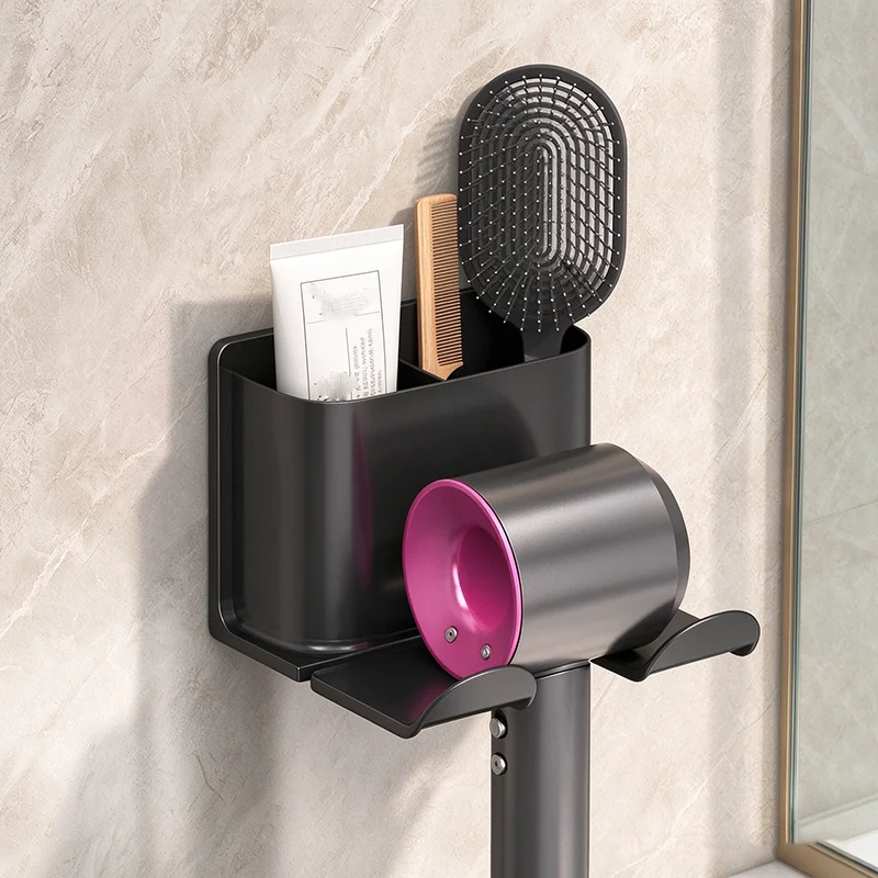 Bathroom Hair Dryer Holder, No-Drill Hair Dryer Rack, Storage Rack for Toothbrush, Toothpaste, and Comb