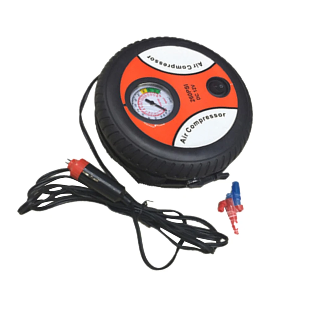 

12V Tire Inflator Air Compressor Pump 3 Nozzles 19 Cylinder Motor Portable Visible Pressure Scale Easy Holding For