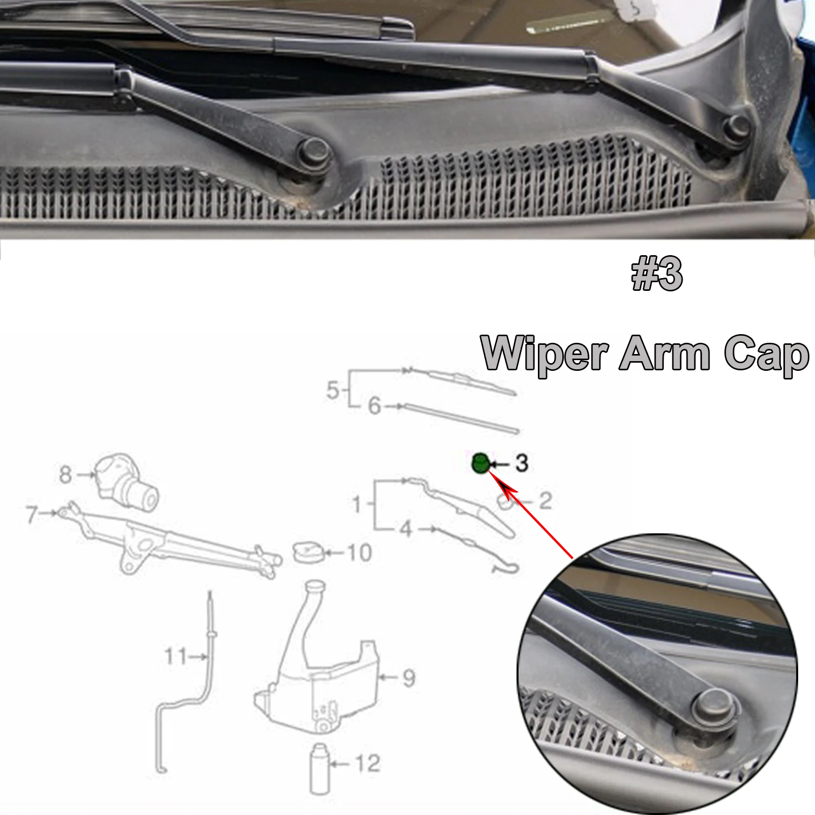 Erick's Wiper 2x Front Windshield Wiper Arm Head Nut Cap Bolt Cover For Chevrolet Sonic Colorado Captiva Sport Avalanche Tahoe view 3