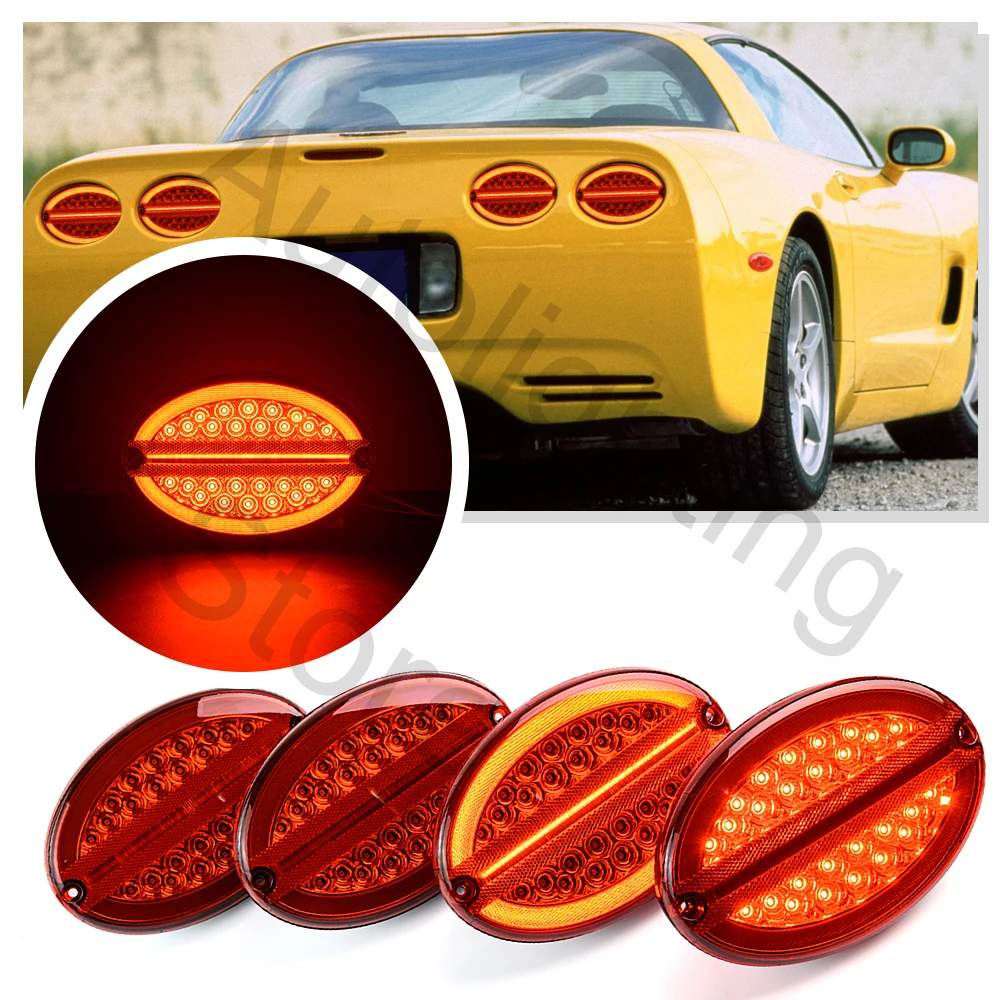 4PCS For Chevy Chevrolet Corvette C5 1997 1998 1999 2000-2004 LED Rear Tail Brake Light  Auto Turn Signal parking Lamps Assembly