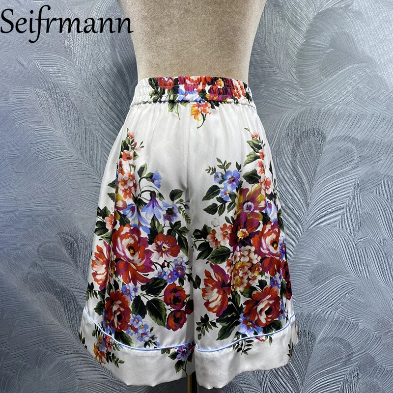Seifrmann 2026 Spring Women's clothing New style Fashionable And Casual Waist Elastic Silk Printed Shorts