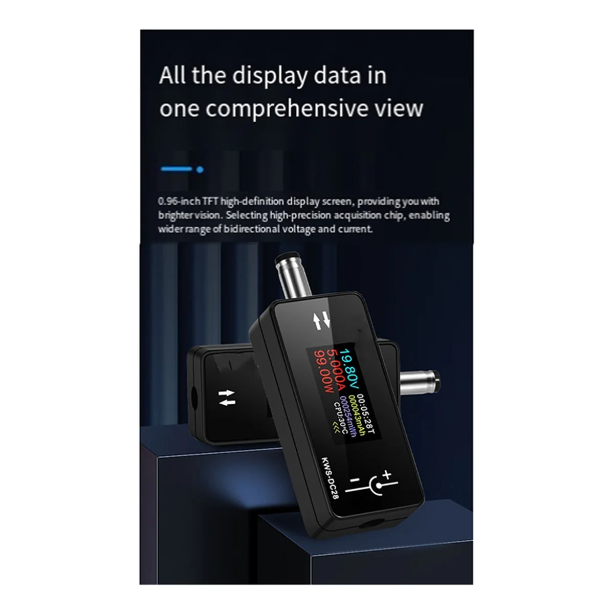 2025 + KWS-DC28 0,96 pulgadas TFT HD pantalla Digital voltaje CC amperímetro medidor de potencia probador de carga de teléfono móvil Detector electricista