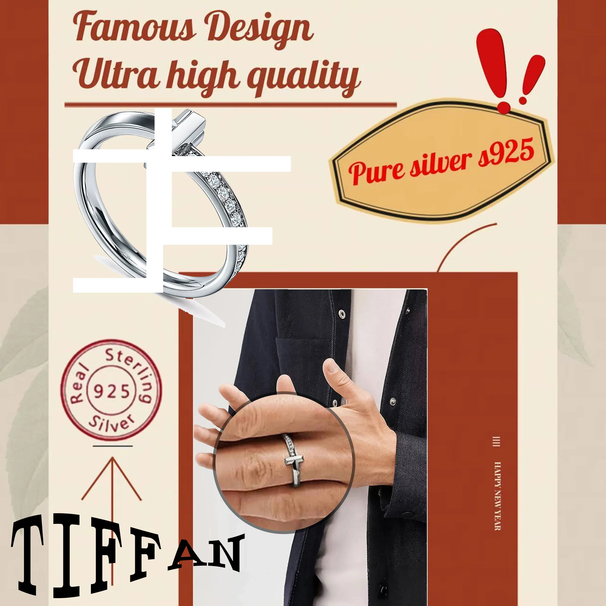 Classic S925 sterling silver high-end, light luxury, simple, fashionable, versatile and exquisite couple ring with a medieval