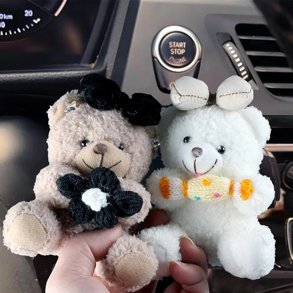 Urso bonito decoração de mudança de engrenagem do carro boneca de pelúcia sinal volta limpador boneca espelho retrovisor ornamento acessório do carro