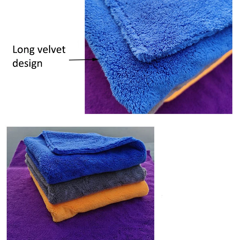 50pcs Long Coral Velvet Car Cleaning Wash Towel Cloth 500GSM Ultra Soft Edgeless Auto Drying Towels Super Absorben Polish Tool