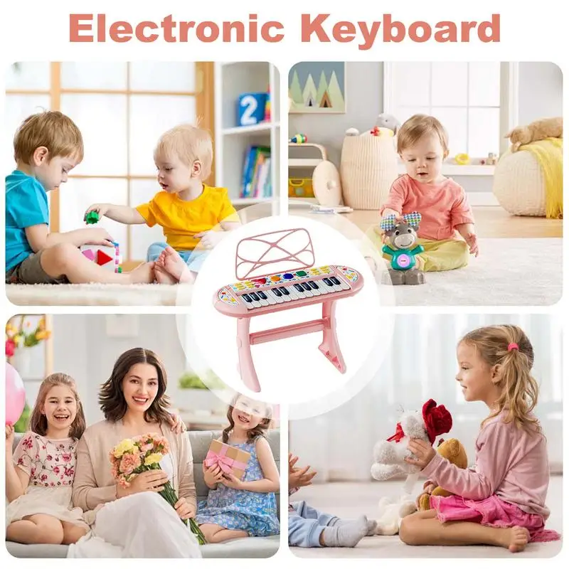 Portable Recording Electronic Musical Instrument 24 Keys Kids Learning Keyboard Piano Toy For Beginners girls boys birthday Gift