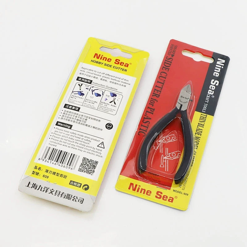 Nine Sea 609 Hobby Side Cutter for Plastic 4 Inches Diagonal Pliers Plastic Nippers Thin Blade Model Cutting Pliers Craft Tools