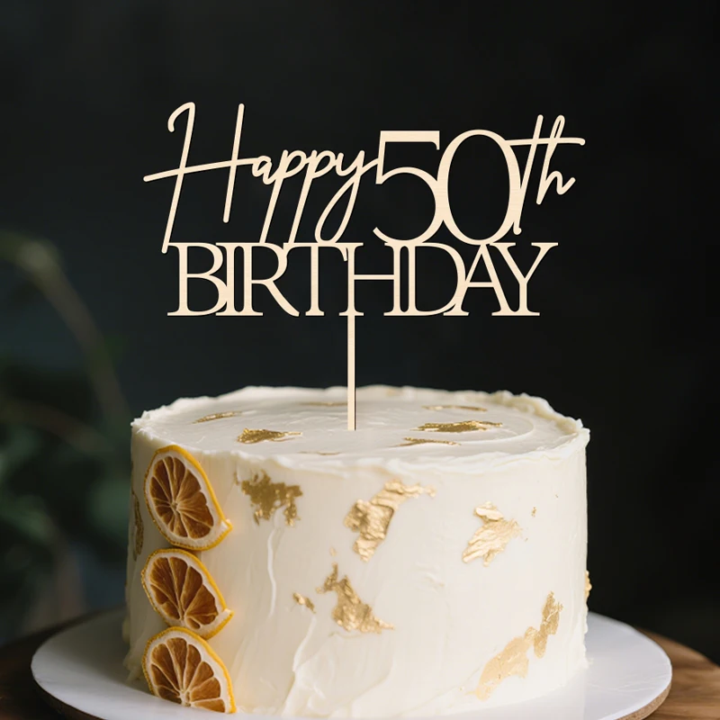 YOMDID Tortenaufsatz zum 50. Geburtstag, Geburtstagskuchen-Plektrum, 50. Kuchendekoration für fröhliche 50. Jahrestagsparty-Kuchendekorationen – Detail 7