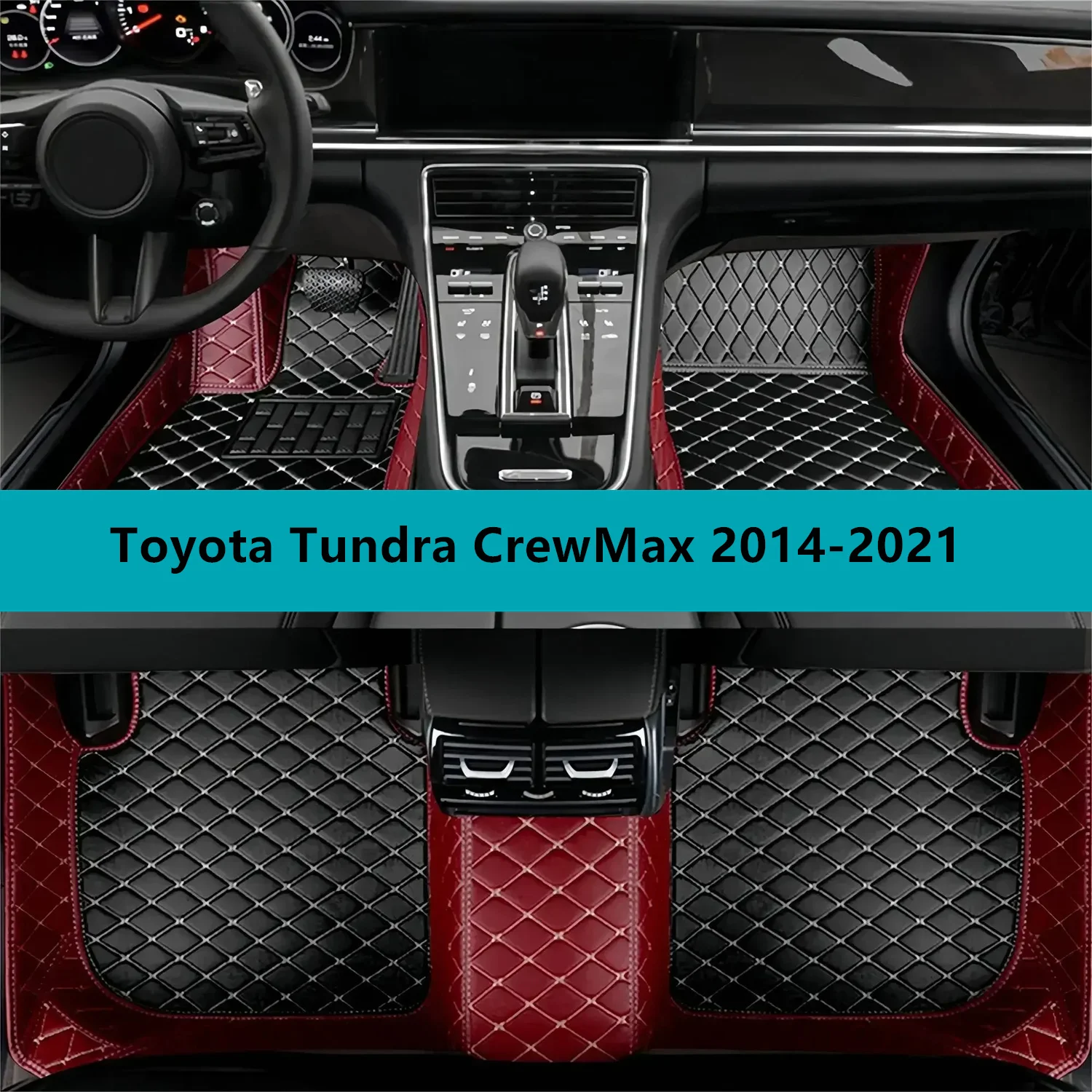 

Полный комплект автомобильных ковриков для Toyota Tundra CrewMax 2014-2021, кожаные коврики для автомобилей, коврики, ковры