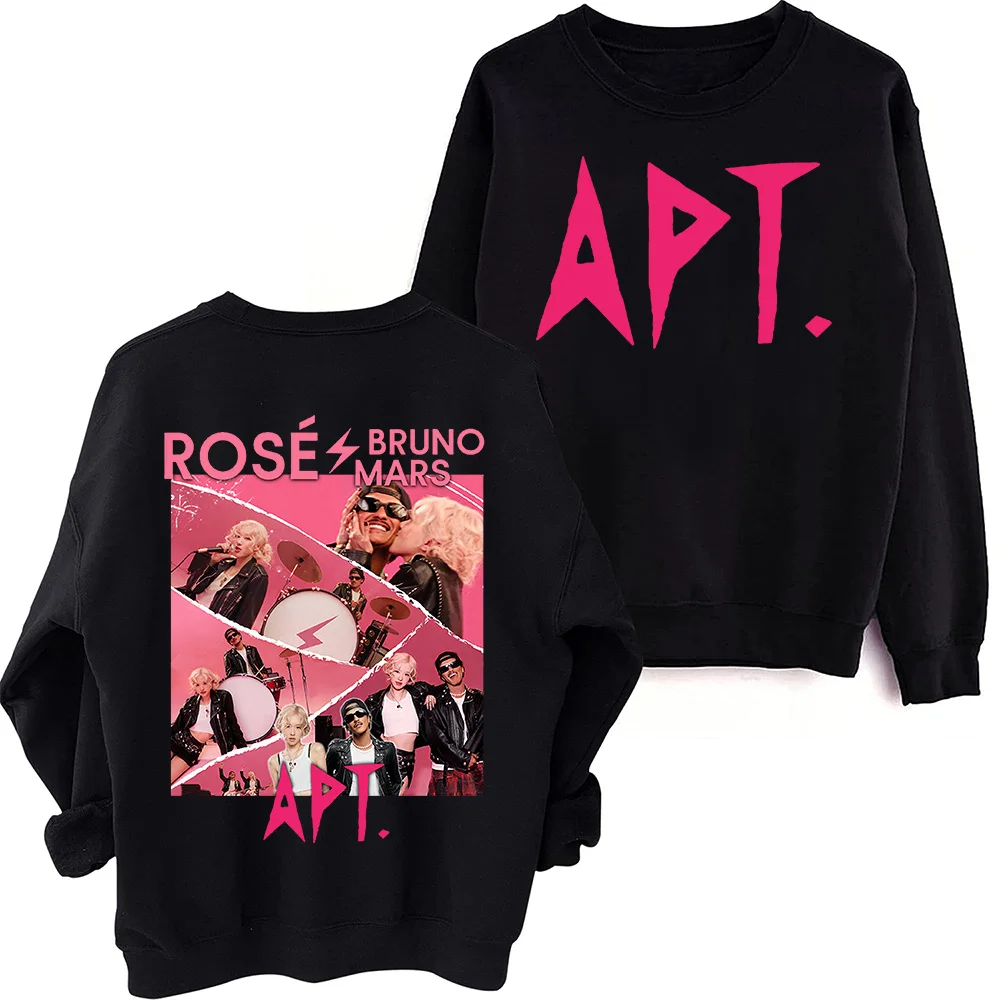 Bruno Mars and Rose APT World Tour Sweatshirt Harajuku Round Neck Long Sleeve Oversized Popular Music Hoodie Fans Gift