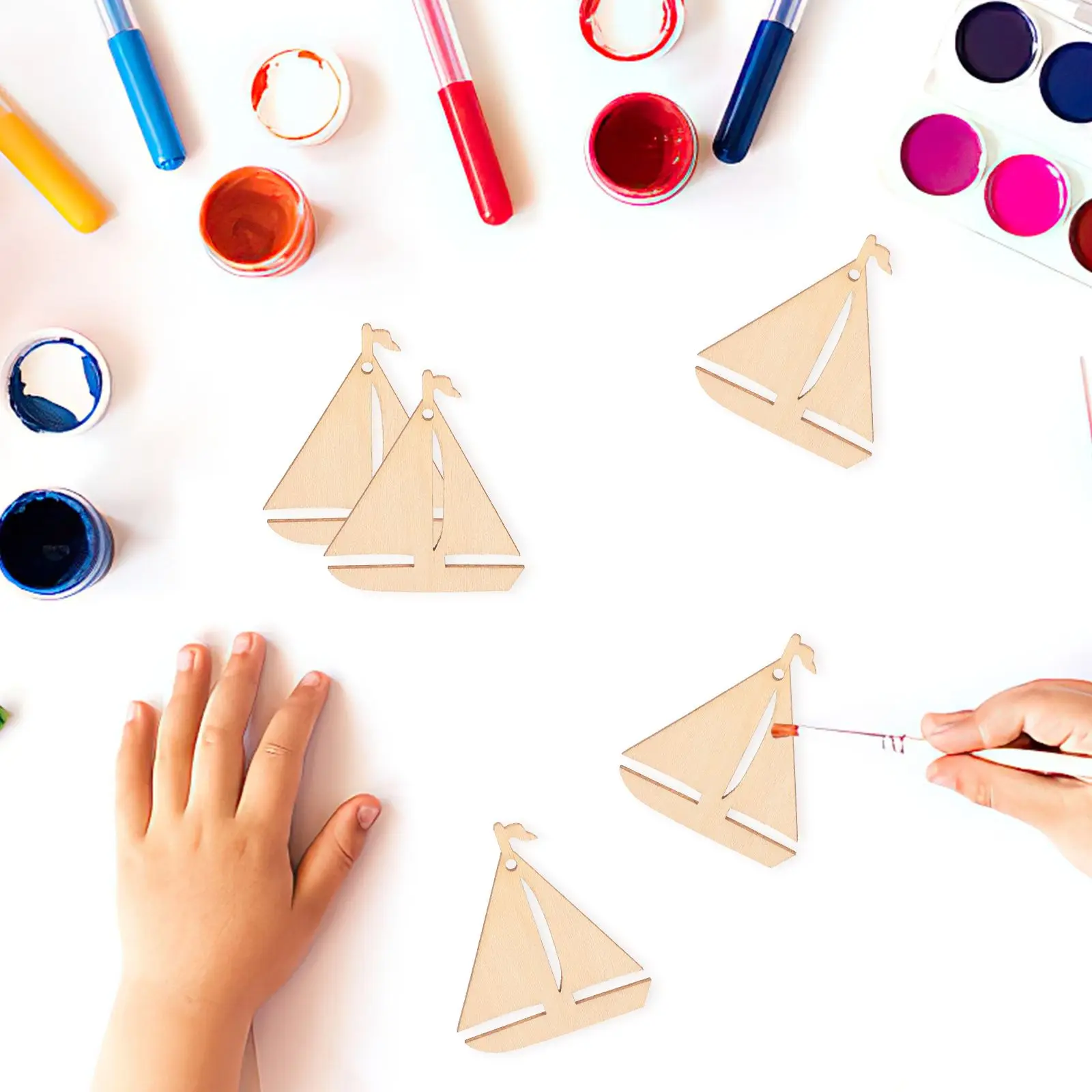 50pcs Wooden Unfinished Sailboat Cutouts DIY Crafts Paintable Decorations H made Gifts Kids Diy Sailboat Cutouts Activities - Image 2