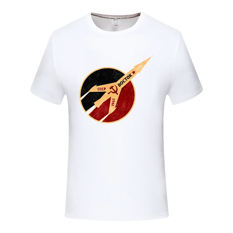 

CCCP Russian Soviet USSR Space Race Man Tshirt Moscow Russia Mens Tees O Neck Tops Men's Short Sleeve T-shirt graphics t shirt