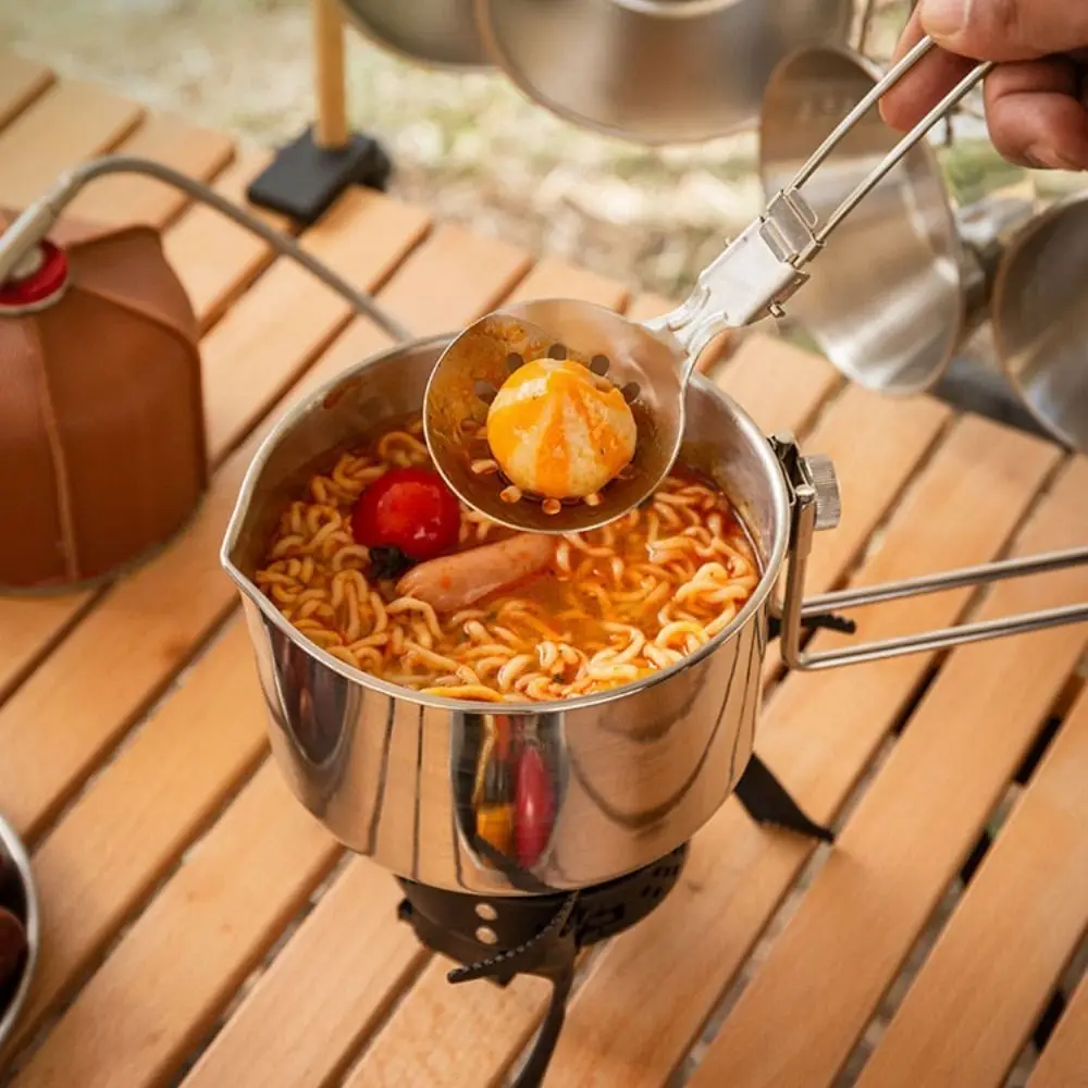 

304 Stainless Steel Camping Stir Fry Shovel Pot Lightweight Portable Long Handle Kitchenware 6 Styles Shovel Soup Spoon Set