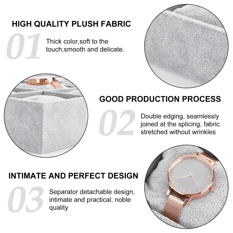 عرض الأساور المخملية ، صينية تنظيم المجوهرات ، 12 شبكة ، وسائد سوار ساعة ، حامل أساور قابل للتكديس ، 1 روض