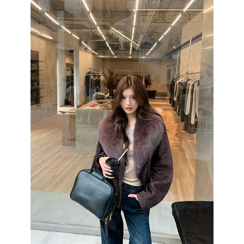 2026 Haining new whole leather real fox fur jacket women's short young goose down clothing