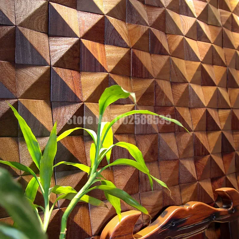 3D Triangle Solid Wood Mosaic Tile Art Acoustic Diffuser Panel Music Restaurant Art Store Video Room Recording studio Wall Decor