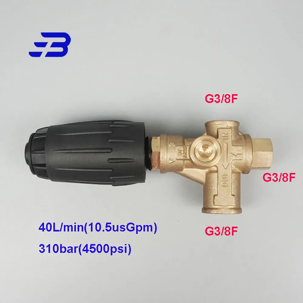 310bar 4500psi 40 L/Min Pressure Washer Genuine Tecomec Brass VRT3 Adjustable Unloader Valve Black