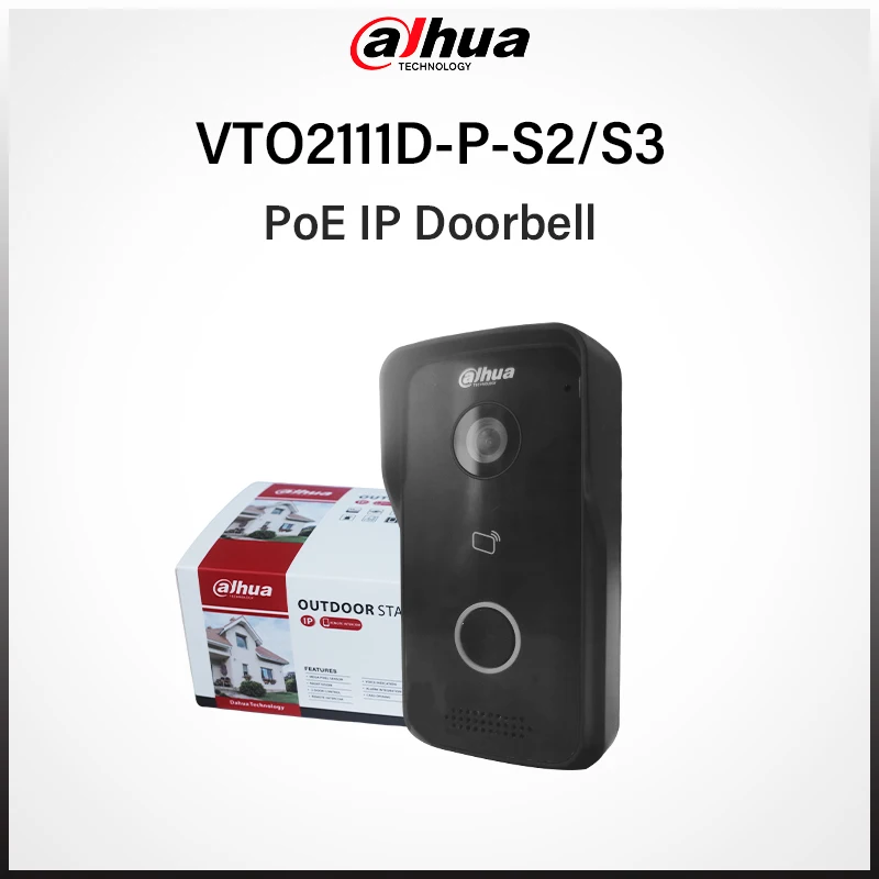 

Видеодомофон Dahua 1080P 2MP PoE для улицы с управлением 2 замками, HD, автоматическим ИК-подсветкой, разблокировкой по карте и приложению, полностью цифровой VTO VTO2111D-P-S2/S3