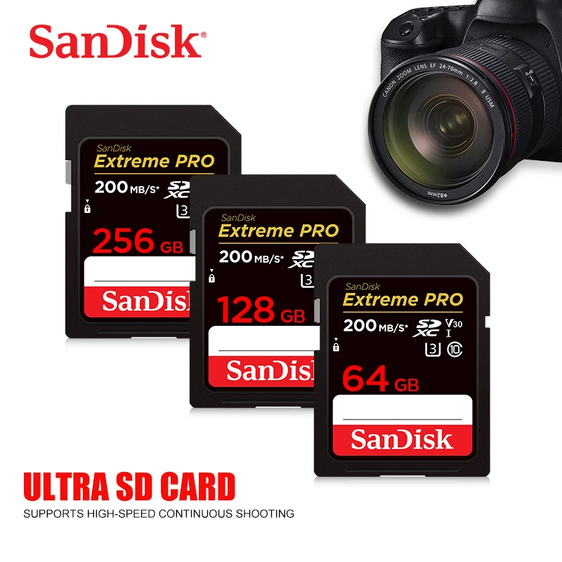 Imagem -03 - Sandisk-ultra Cartão sd Original Cartão de Memória Sdhc 32gb Sdxc 64gb 128gb 256gb C10 Ush1 até 200 Mbps Suporte para Câmera Carro dv Slr