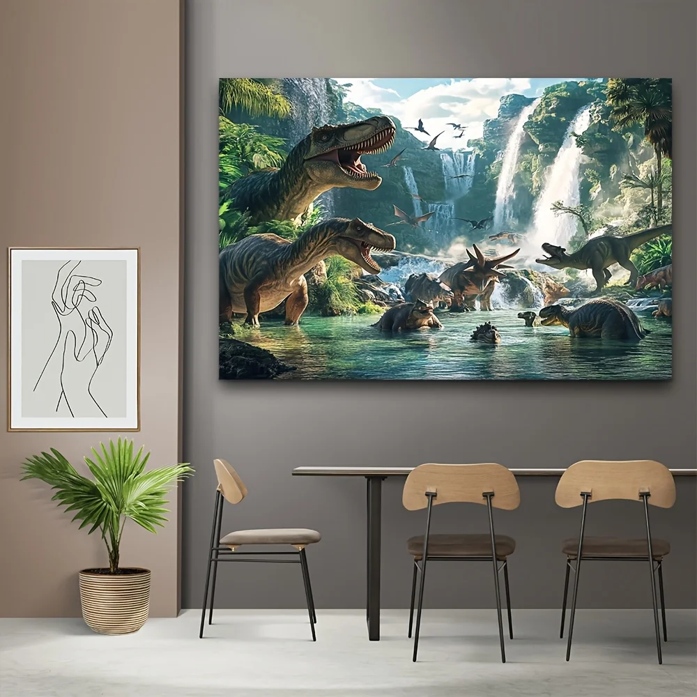 Fotohintergrund zum Thema Jurassic Dinosaur Park – perfekt für Geburtstagsfeiern, Duschen und Osterfeiern, strapazierfähiges Polyester – Detail 4