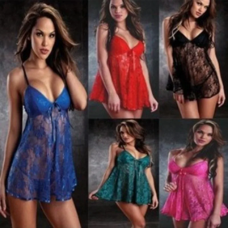 

Sexy Lingerie Woman Underwear Set Night Dress with Padded Cups and Large Size Women's Pajamas Skirt Sexy Lingerie Babydoll