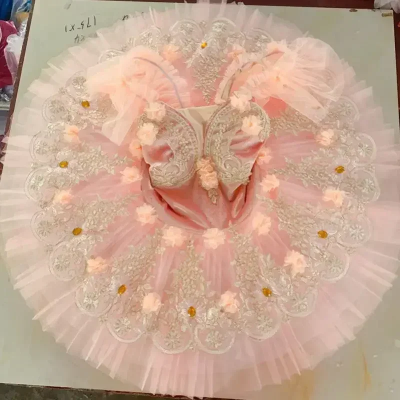 

Girls Ballet Tutu Adult Child Ballet Dress Peach Pink Professional Swan Lake Pancake Tutu Kids Girls Ballerina Dance Costume
