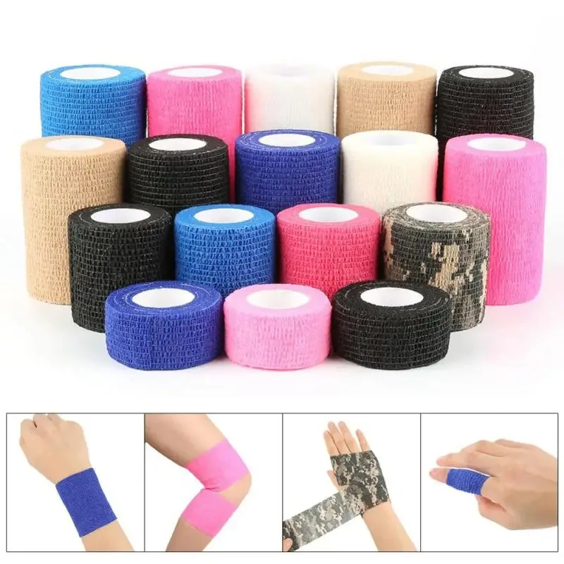 12Roll Elastic Bandage Self Adhesive Camouflage Wrap Tape Elastoplast Knee Support Pads Finger Ankle Palm Shoulder Sports Safety