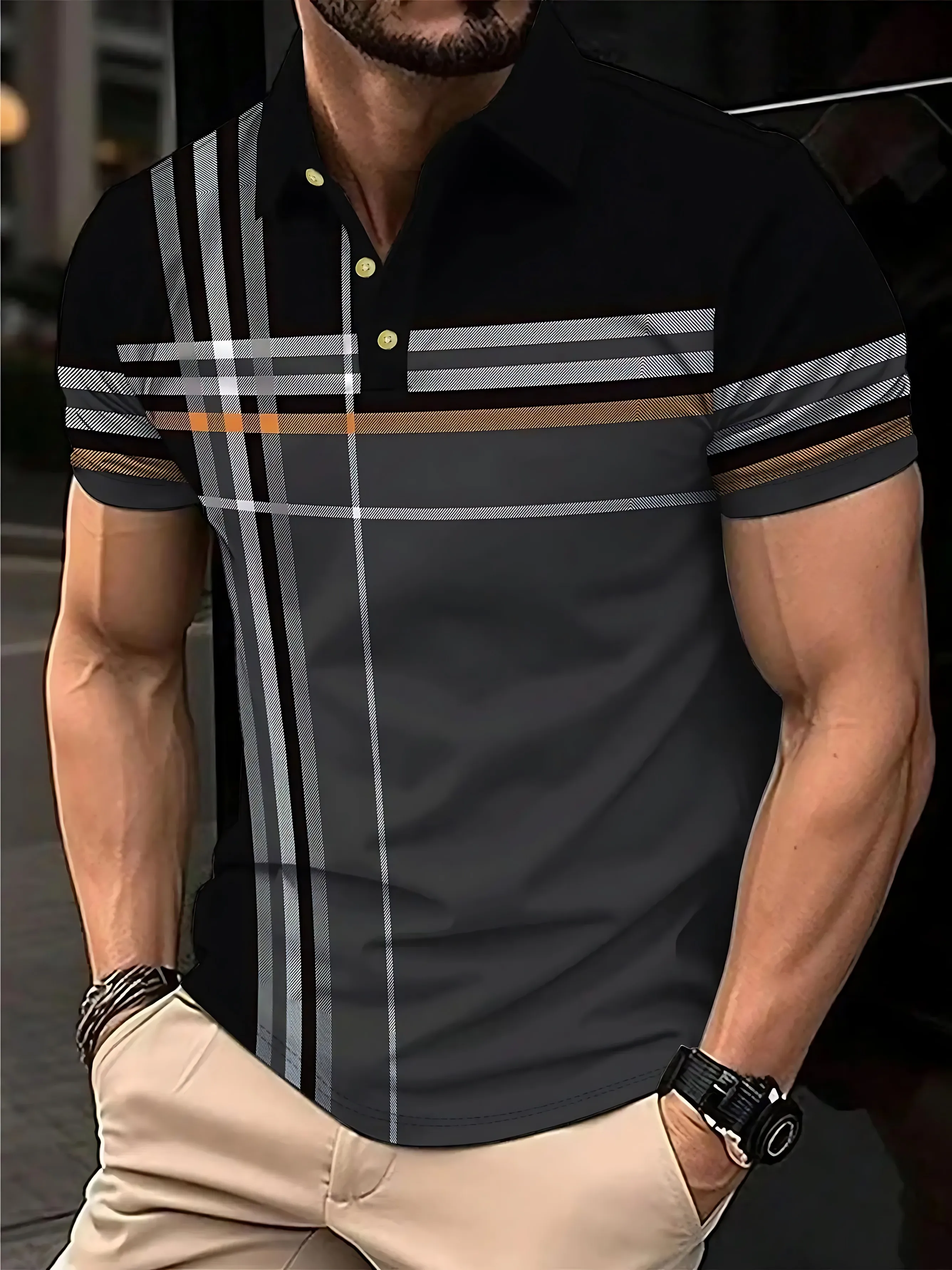 

The new men's POLO shirt for summer 2025 is breathable lightweight casual and fashionable with striped prints