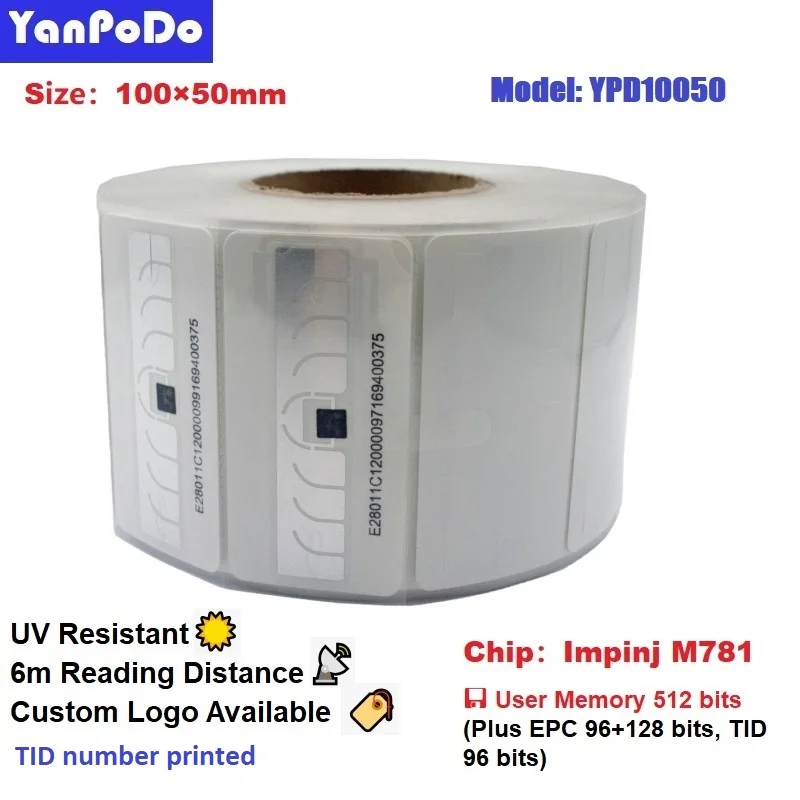 10PCS TID Number Printed UV Resistant UHF Vehicle Windshield Anti-tear Sticker Passive Adhesive RFID Tag for Car Parking Access