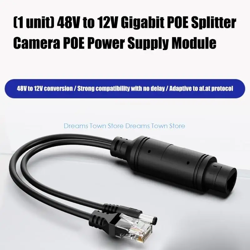 HX6A Plugs And Play 48V To 12V POE Splitter Easy Setups Gigabit POE Splitter Upgrades for Cameras with Fast Data Transfer