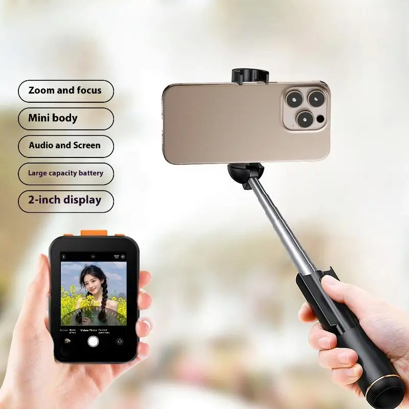1 Uds Mini pantalla de teléfono Selfie proyección de teléfono Bluetooth Control remoto fotografía al aire libre Vlog pantalla de Monitor con temporizador automático