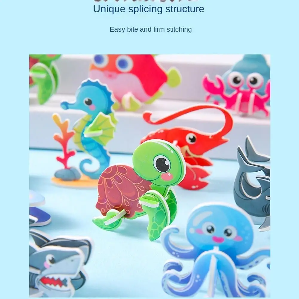 3D Cognitive Paper Jigsaw Puzzles, animais marinhos, brinquedos de educação infantil, 10pcs