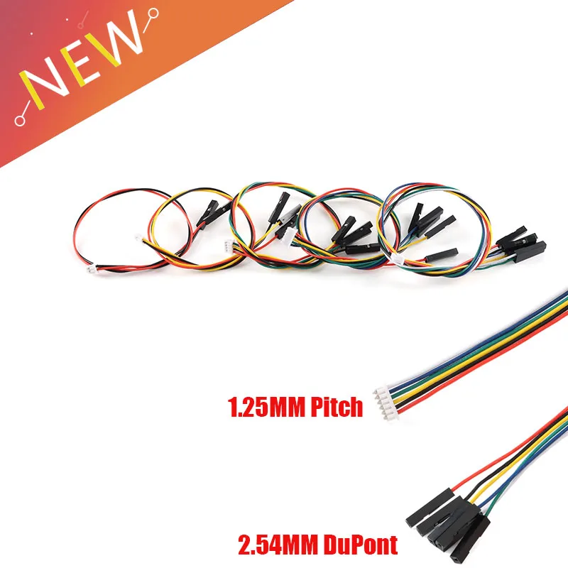 2Pcs 1.25mm to 2.54mm dupont cable 1pin female 2.54mm wire connector 1.25mm 2/3/4/5/6P wire harness 28AWG Length 20cm