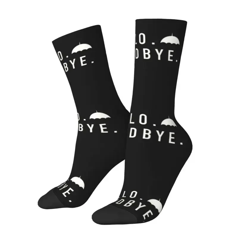 Hello Goodbye Dress Socks Mens Womens Warm Fashion Novelty The Umbrella Academy Crew Socks