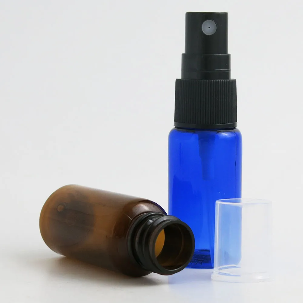 100 flacons de parfum en plastique PET transparent, ambré, bleu, blanc, de 15 ml, 1/2 oz, atomiseur de parfum rechargeable en plastique