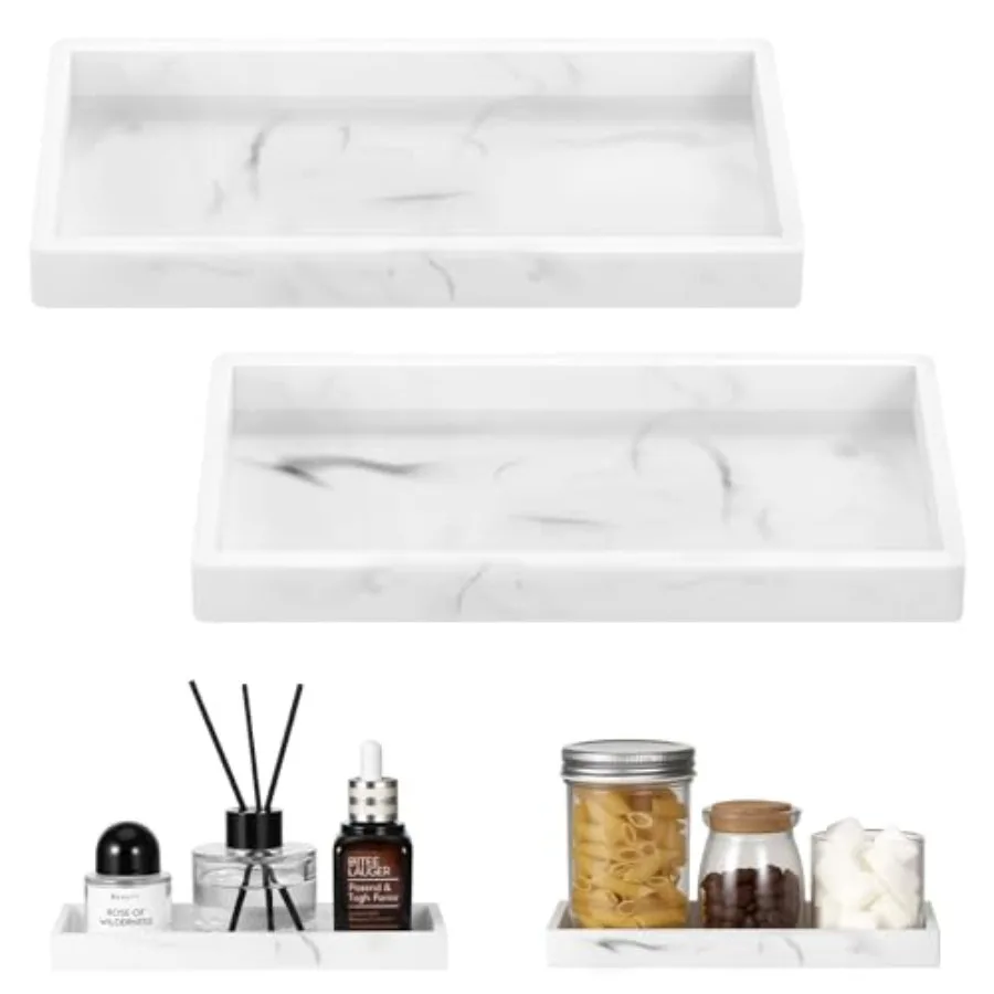 

Bathroom Vanity Tray - 2 Pack 7.9" x 4" Silicone Soap Dish for Kitchen Countertop, Bathroom Counter Tray for Soap Dispenser Per
