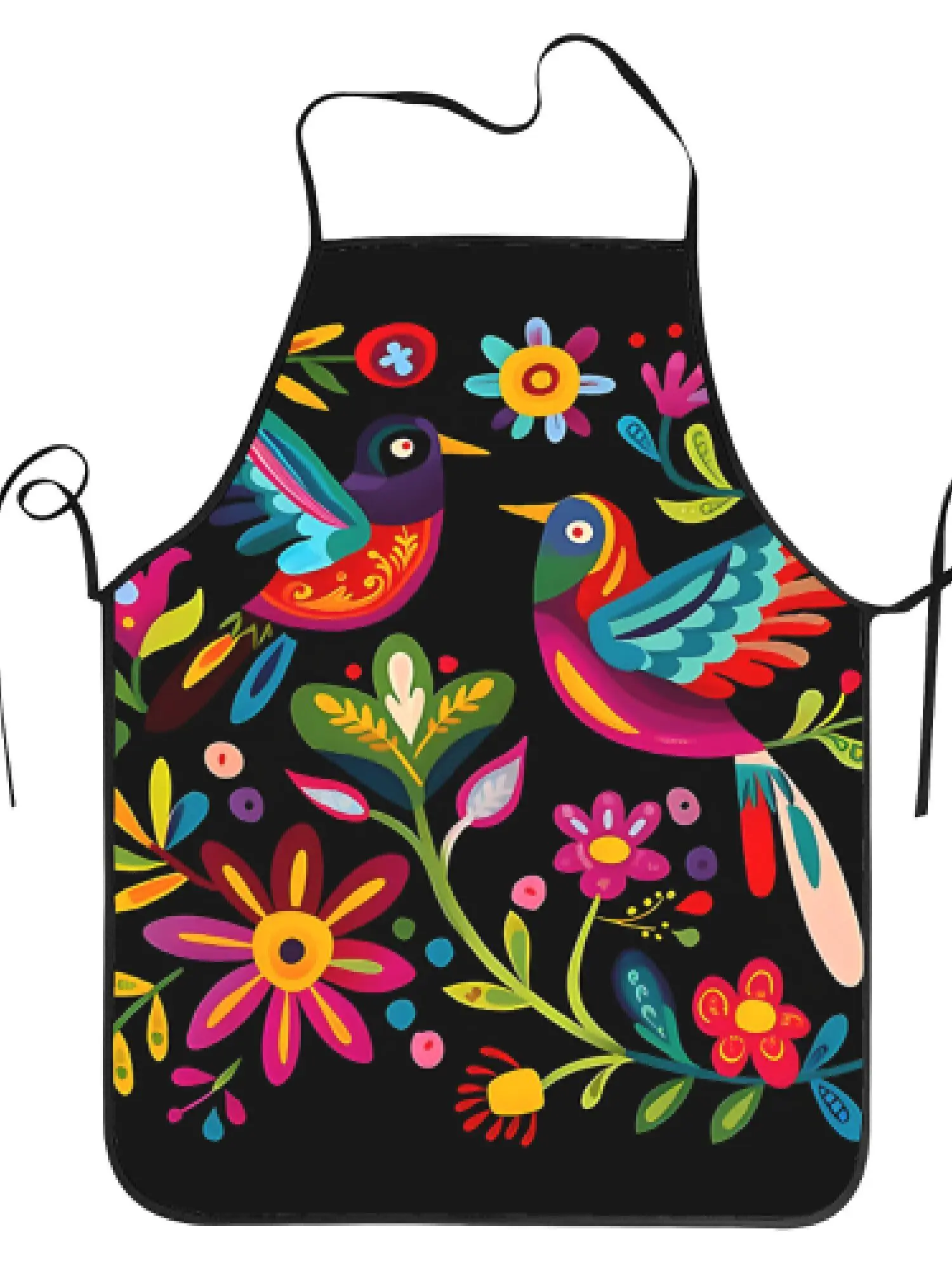 Mexican Retro Folk Art Apron  Colorful Bird & Floral Print, Durable Fabric for Cooking, Restaurants & Home Kitchen,Cultural Gift