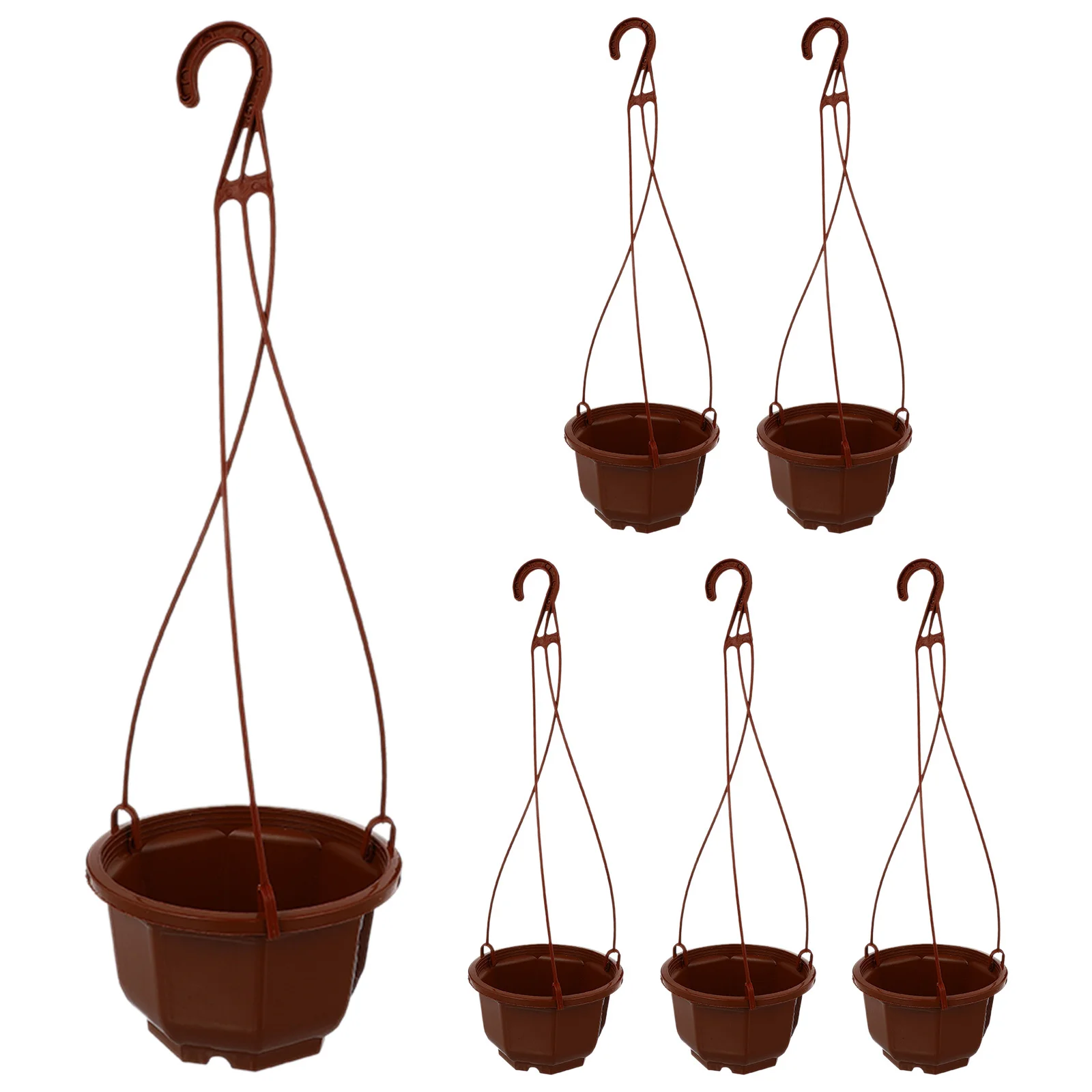 

6Sets Decorative Flowerpot Well Arranged Spaced Hanging Design with Hook for Easy Mounting Suitable Plant Container Garden