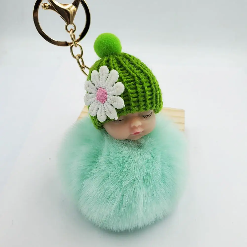 Plush Keychain Bright Color Keychain Adorable Sleeping Baby Doll Keychain Plush Bag Hanging Pendant for Car Home for Bag