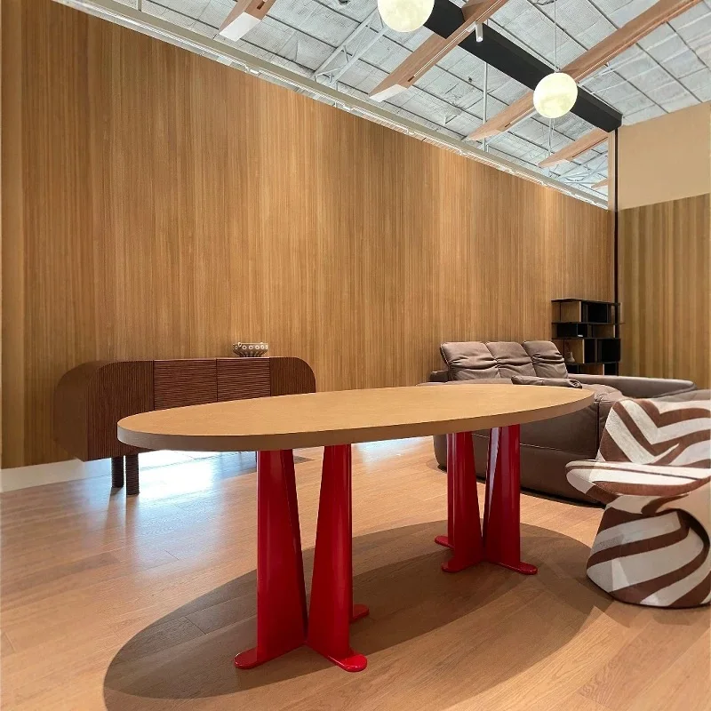 

Living room minimalist long table Nordic oval solid wood desk designer desk medieval wabi-**** wind dining table