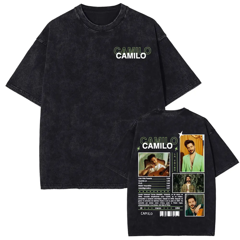 الرجال والنساء المألوف القوطية نمط فضفاض تي شيرت مريح تي شيرت كاميلو راتريبو ألبوم جولة ريترو غسلها تي شيرت