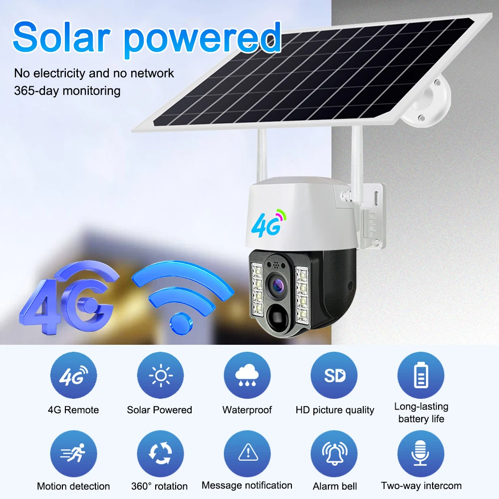 Saikiot v380 pro 4mp 4g sim wifi solar betriebene batterie kamera cctv sicherheit wifi solar kamera wiederauf ladbare outdoor solar kamera