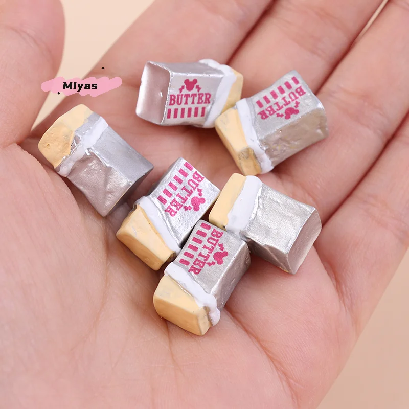 Conjunto de comida de simulação em miniatura, 6 peças, brinquedo de cozinha com manteiga de pão diy, utensílios de mesa de café da manhã para casa de boneca