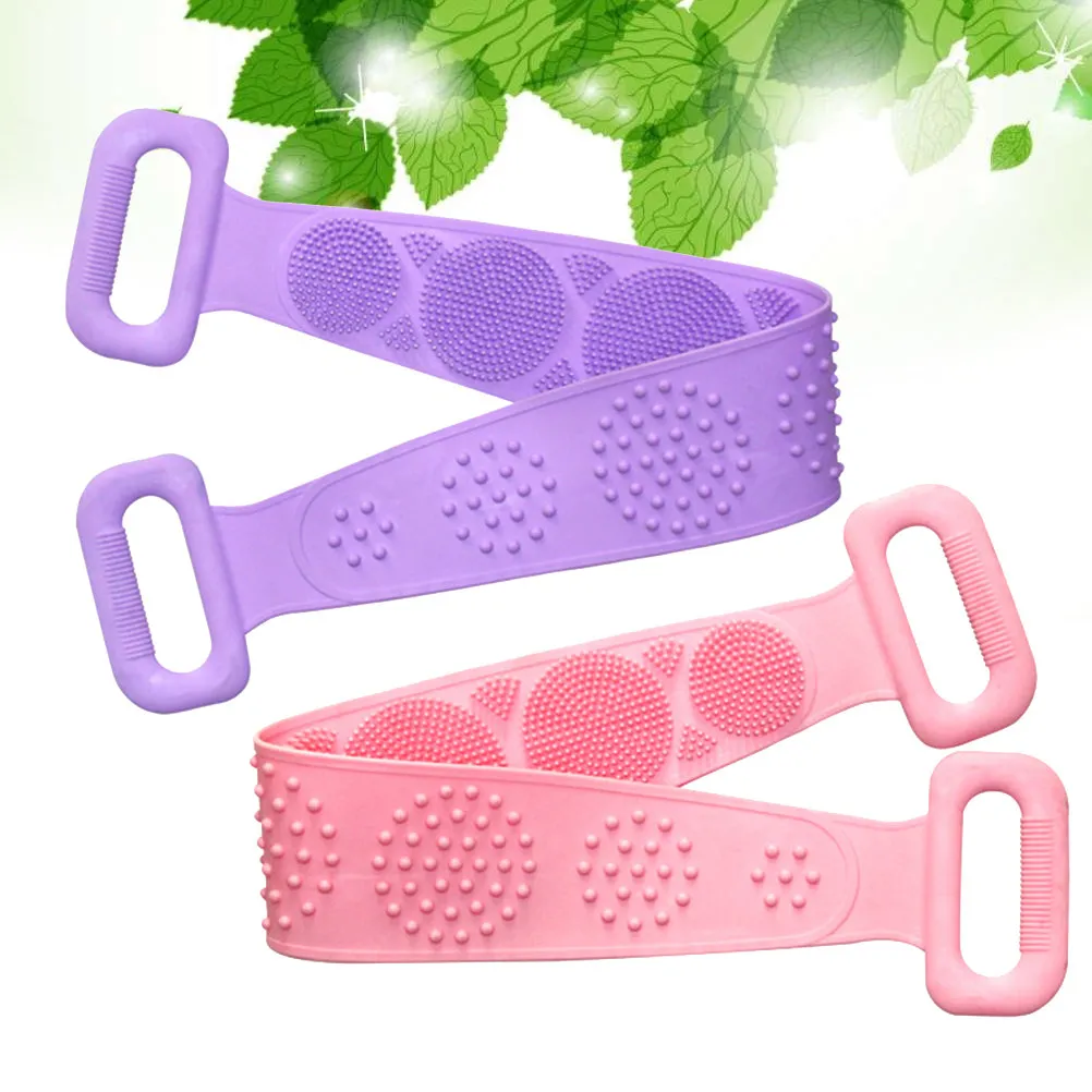 

Набор из 2-х розовых силиконовых мочалок для душа: премиальные отшелушивающие перчатки-мочалки для спины и тела