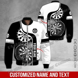 Chaqueta Bomber con nombre personalizado para hombre y mujer, abrigo grueso con estampado 3D de jugador de dardos, con cremallera, informal, cálido, FX-18