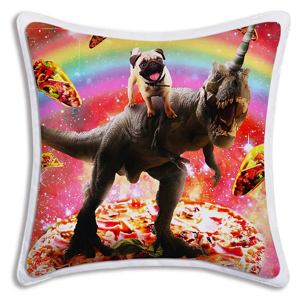 Funny Unicorn Dinosaur Kids Pillow Covers Cartoon Sofa Decorative Home Double-sided Printing Short Plush Cute Cushion Cover