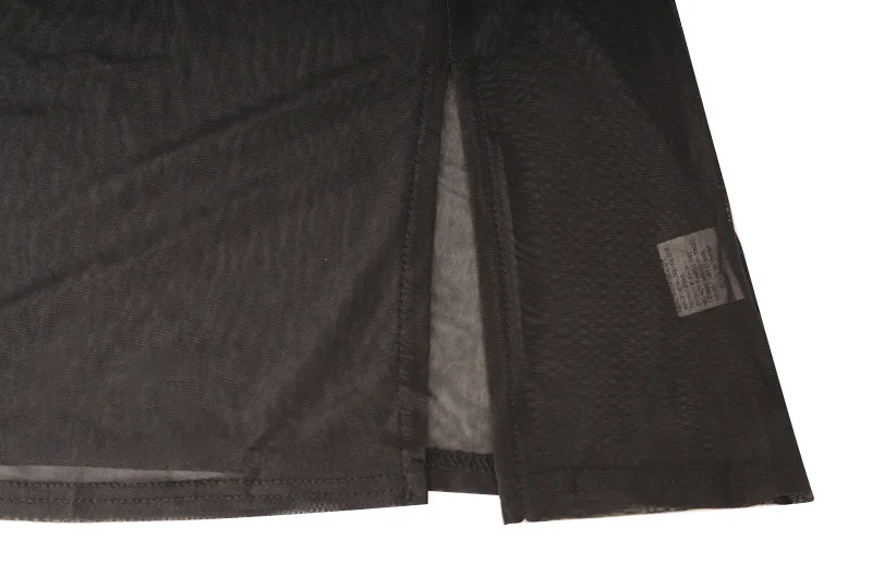 Women Sexy See Through Mesh Split Bodycon Mini Dress Square Neck Long Sleeve Summer Holiday Beach Bikini Cover Ups Clubwear