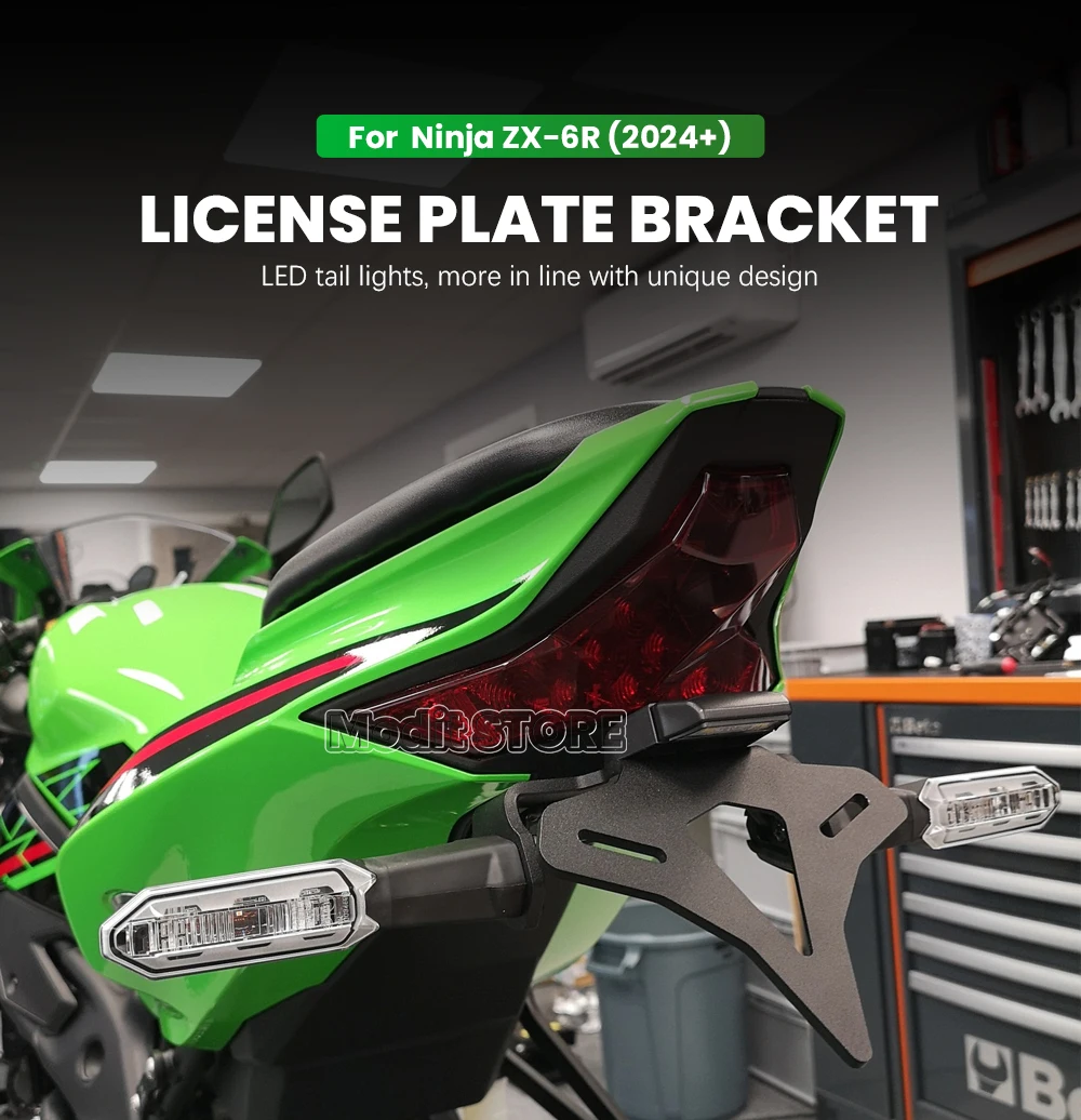 For Kawasaki Ninja ZX-6R ZX-6r Ninja ZX6R 2024 Motorcycle Accessories Rear Short Tail License Plate Holder Tailstock Bracket Kit