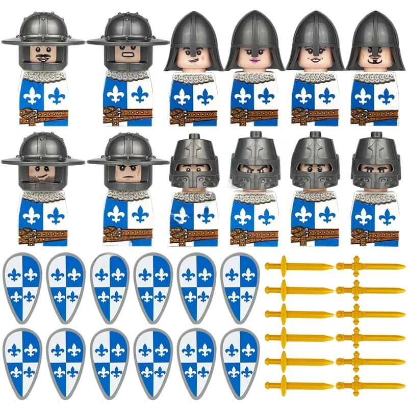 Mittelalterliche Europa-Militärfiguren Bausteine Römische Krieger Soldaten Burg Ritter Königliche Garde König Skelett Legion Bausteine – Detail 9