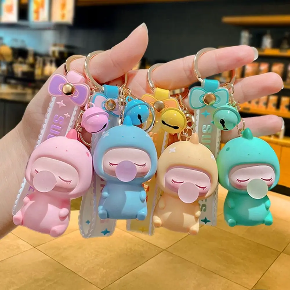 Bag Pendant Cartoon Animal Dinosaur Keychain Kawaii Creative Animal Car KeyChain Anti-lost PVC and alloy Doll Keychain Kids